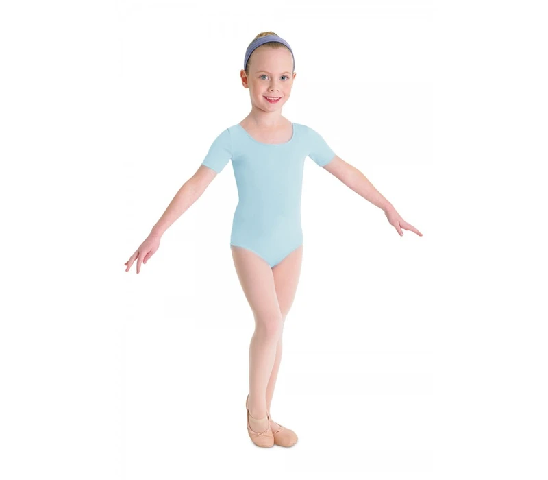 Bloch Ballet, bavlněný dres s krátkým rukávem - Modrá pastelová Bloch