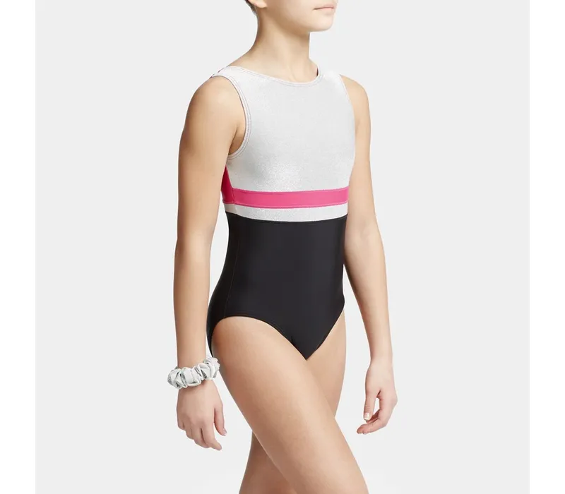 Capezio Stick the Landing Boat neck, dětský gymnastický dres bez rukávů - Růžová Capezio