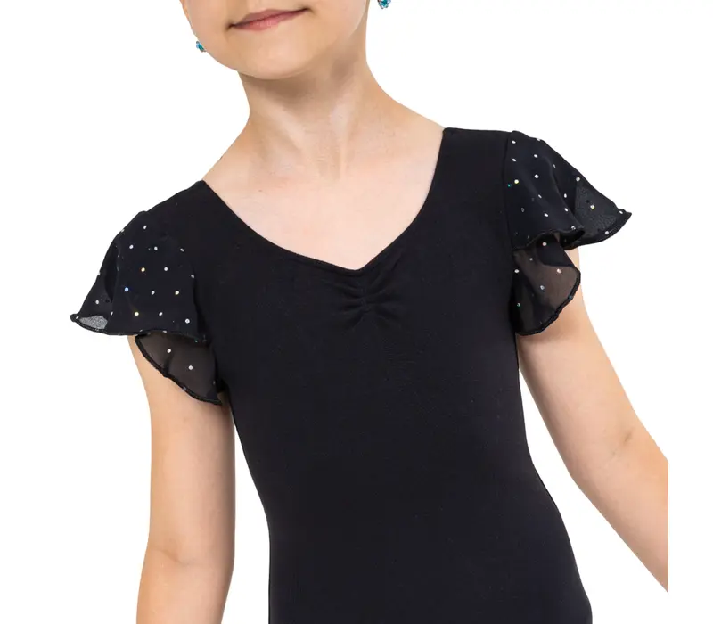 Bloch Scarlett, dívčí dres s krátkým rukávem - Černá