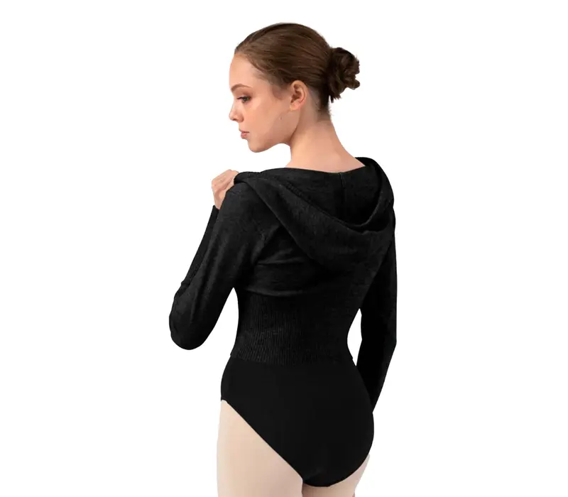 Bloch Cropped Knit Full Zip Hoodie, dámská mikina s kapucí - Černá Bloch Cropped Knit Full Zip Hoodie, dámská mikina s kapucí - Černá
