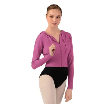 Bloch Cropped Knit Full Zip Hoodie, dámská mikina s kapucí