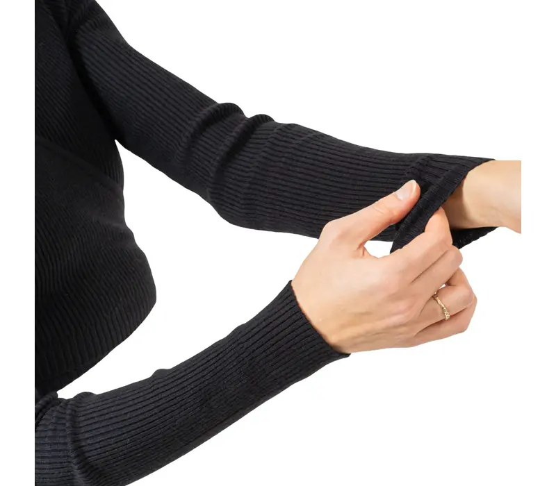 Bloch Wrap Sweater Luna, dámský pletený top na  zahřátí - Černá