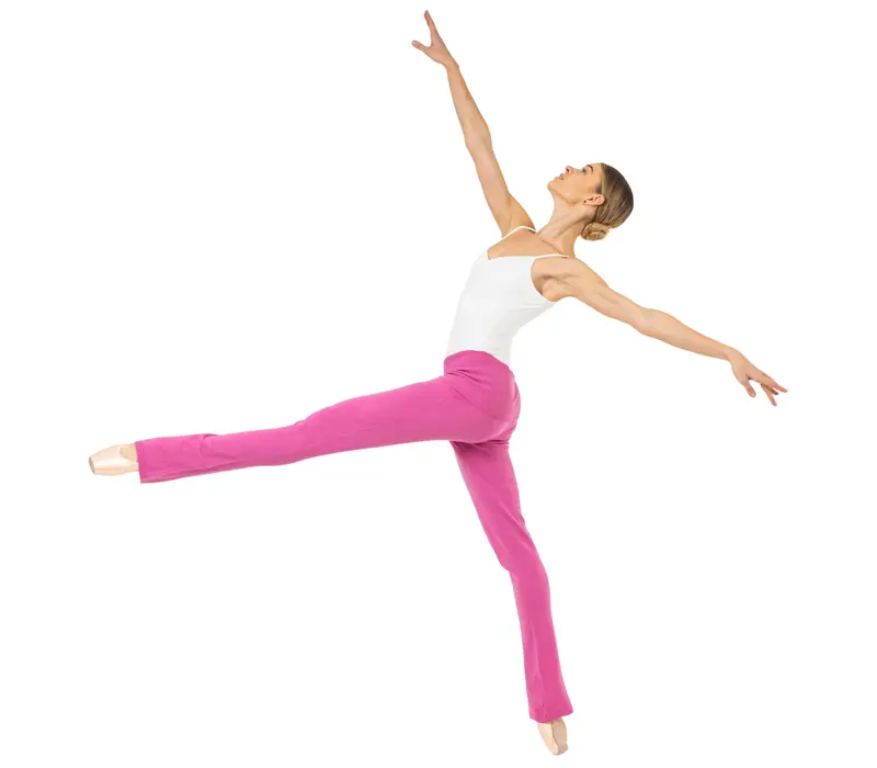 Bloch Flare Pant Rollover, dámské úpletové kalhoty - Růžová - Deep pink Bloch
