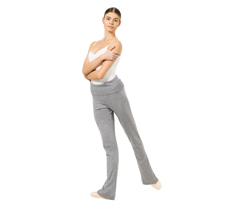 Bloch Flare Pant Rollover, dámské úpletové kalhoty - Sivá Bloch
