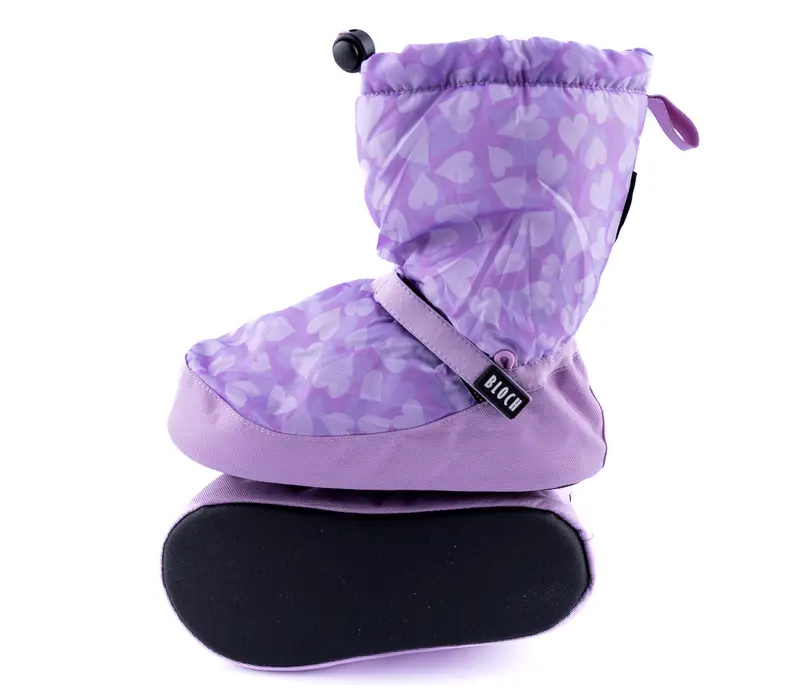 Bloch Booties edice se vzorem, dětská zahřívací obuv - fialová srdíčka Bloch