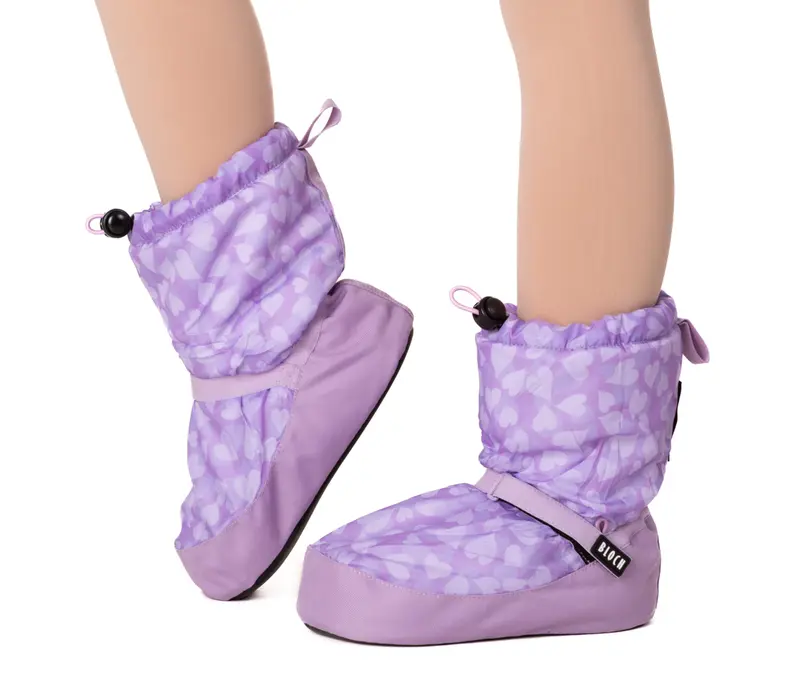 Bloch Booties edice se vzorem, dětská zahřívací obuv - fialová srdíčka Bloch