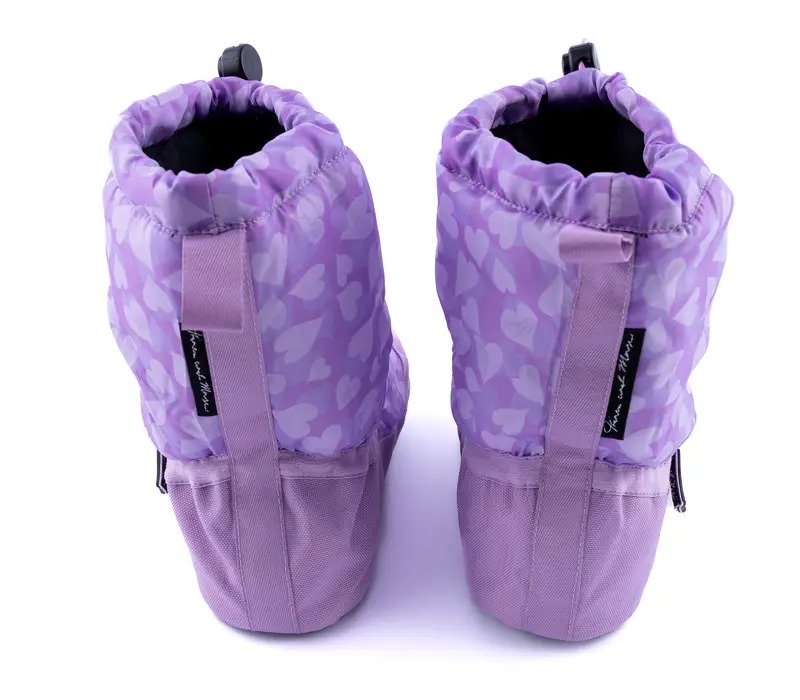 Bloch booties edice se vzorem, zahřívací obuv - fialová srdíčka Bloch