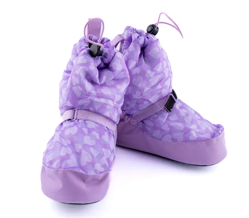 Bloch booties edice se vzorem, zahřívací obuv - fialová srdíčka Bloch
