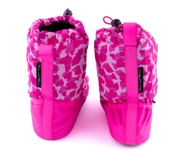 Bloch Booties edice se vzorem, dětská zahřívací obuv - Růžová srdíčka Bloch
