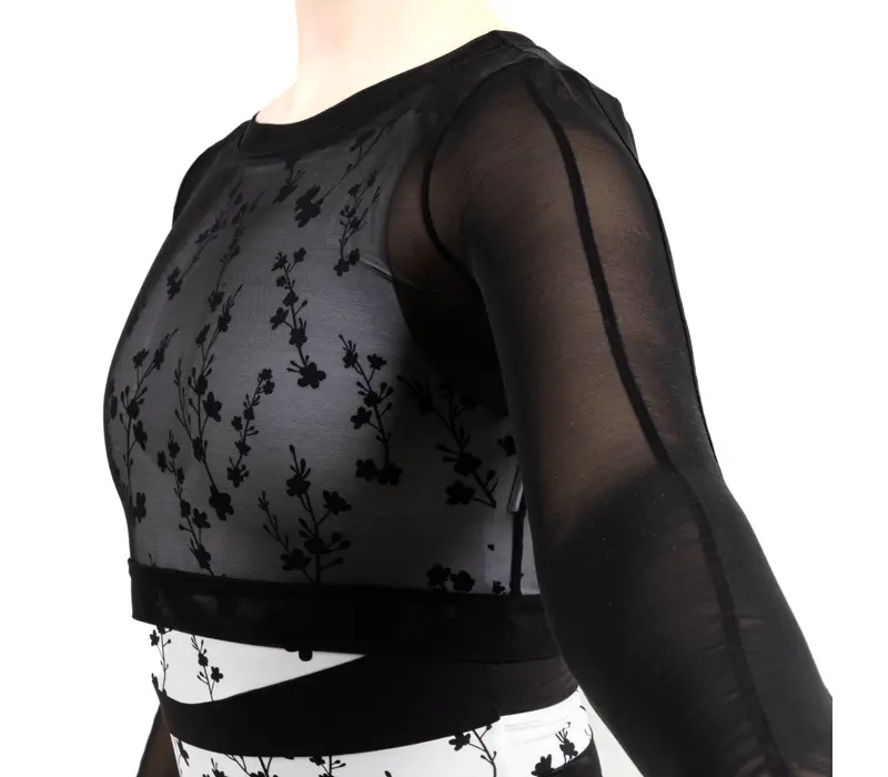 Capezio C'est La Vie Joyeux mesh cover up, dámský top - Černá
