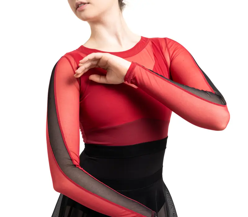 Capezio C'est La Vie Joyeux mesh cover up, dámský top - Červená scarlet Capezio