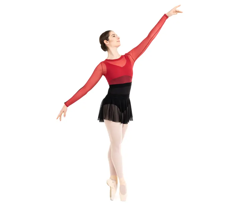 Capezio C'est La Vie Joyeux mesh cover up, dámský top - Červená scarlet Capezio