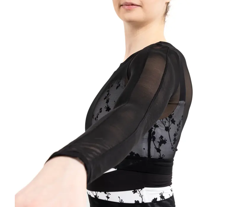 Capezio C'est La Vie Joyeux mesh cover up, dámský top - Černá
