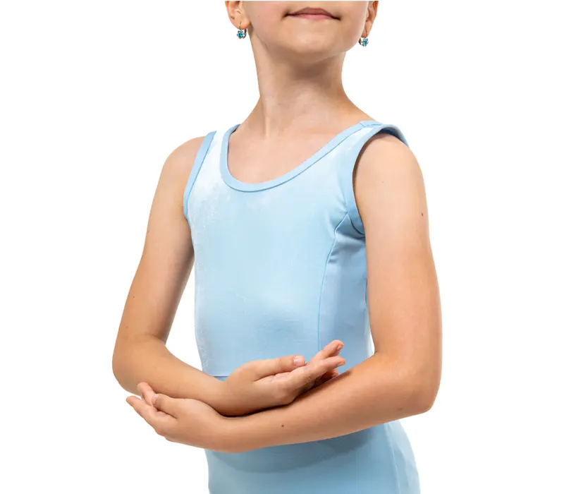 Capezio Eloise leotard, dívčí dres na široká ramínka - Modrá světle Capezio
