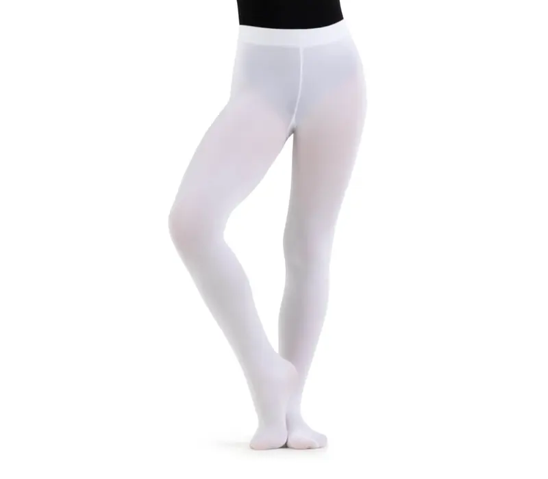 Capezio ultra soft Footed Tight, dívčí punčocháče s celým chodidlem - Bílá