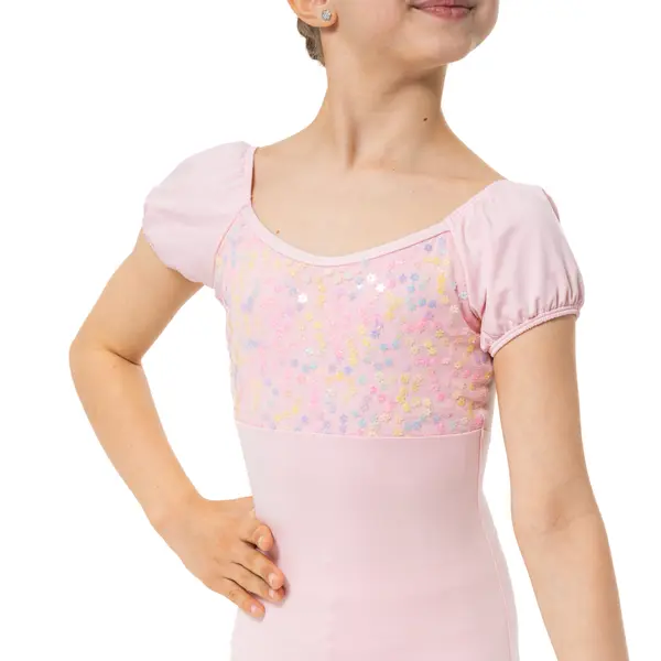 Capezio Lotus leotard, kytičkový dívčí dres s krátkým rukávem