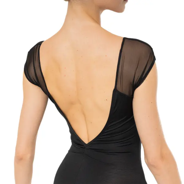 Capezio Moonstruck Cap Sleeve Leotard, dámský dres s krátkým síťovaným rukávem