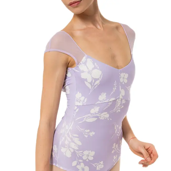 Capezio Moonstruck Cap Sleeve Leotard, dámský dres s krátkým síťovaným rukávem
