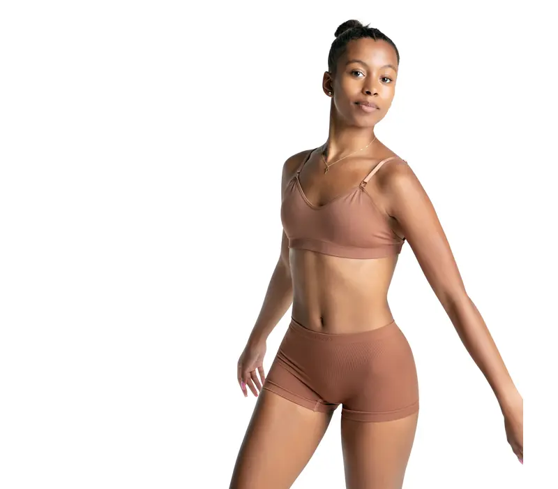 Capezio Seamless Short, dámské spodní bezešvé šortky - Hnědá mocha Capezio