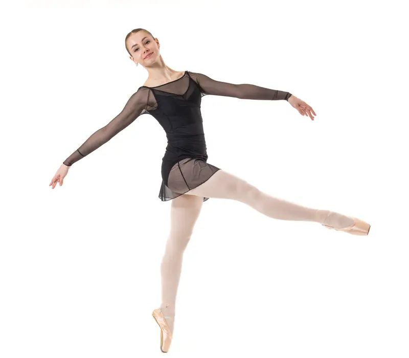 Capezio Dusk Mesh, dámský top s dlouhým rukávem - Černá