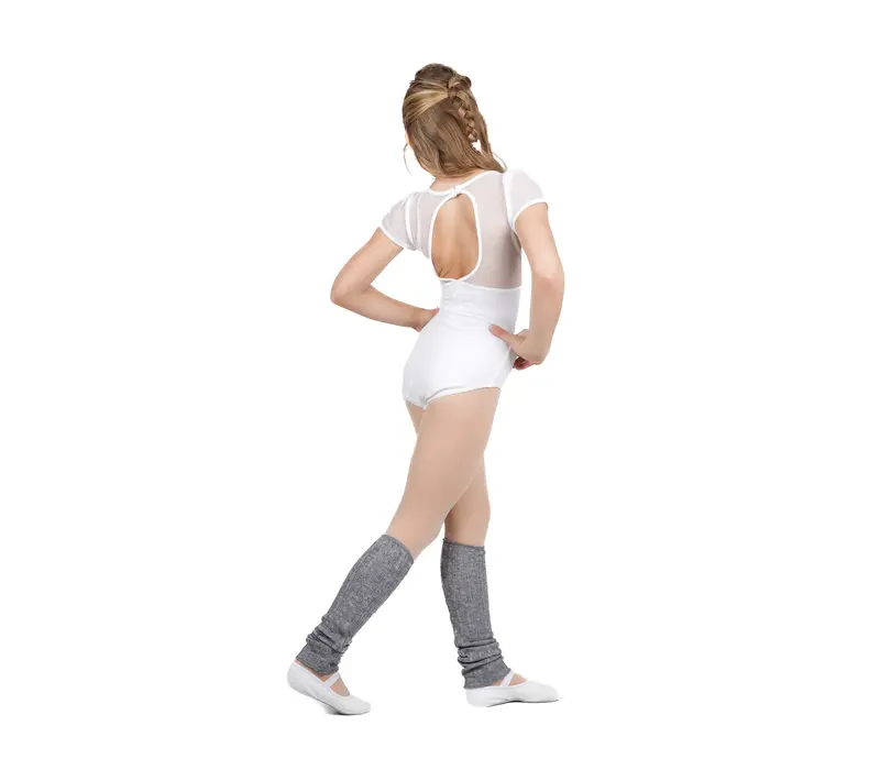 Capezio puff sleeve keyhole back leotards, dětský dres - Bílá