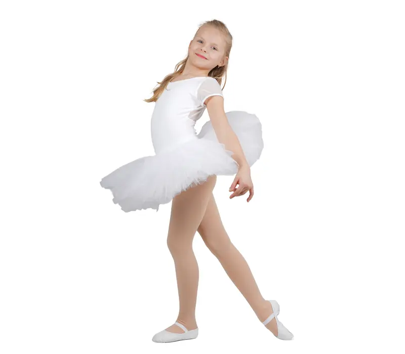 Capezio puff sleeve keyhole back leotards, dětský dres - Bílá