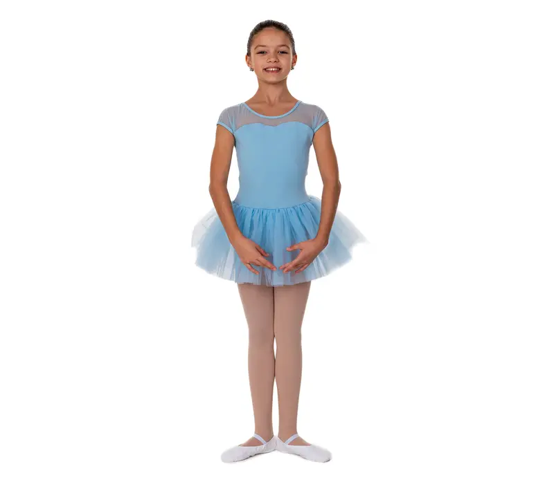 Capezio Keyhole Back Tutu Dress, dětský dres s tutu sukýnkou - Modrá světle Capezio