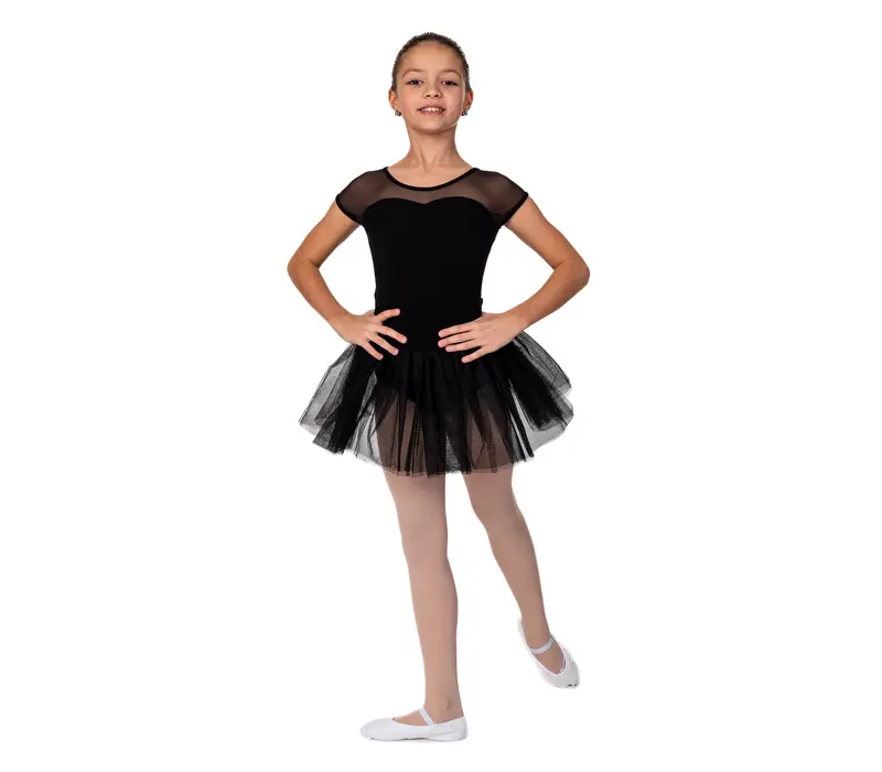 Capezio Keyhole Back Tutu Dress, dětský dres s tutu sukýnkou - Černá