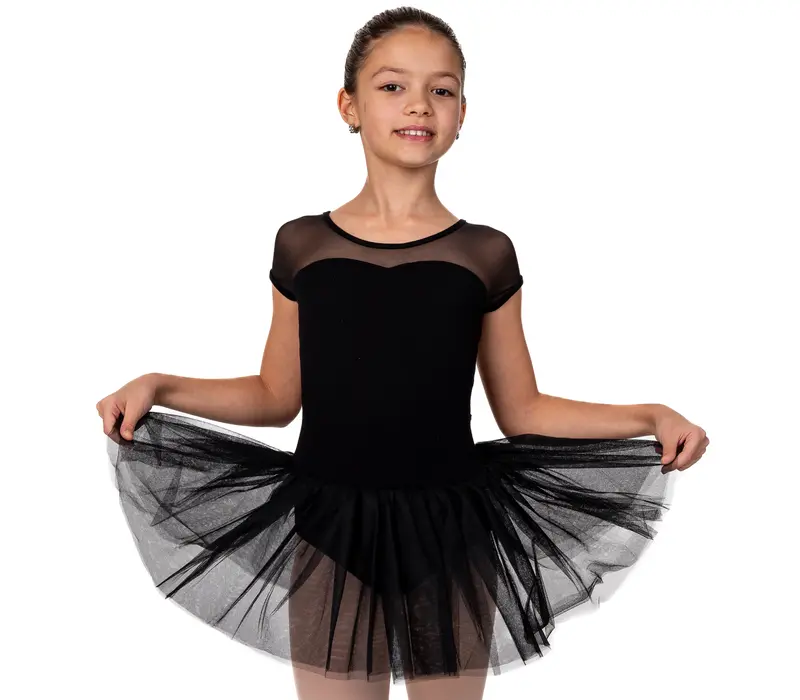 Capezio Keyhole Back Tutu Dress, dětský dres s tutu sukýnkou - Černá