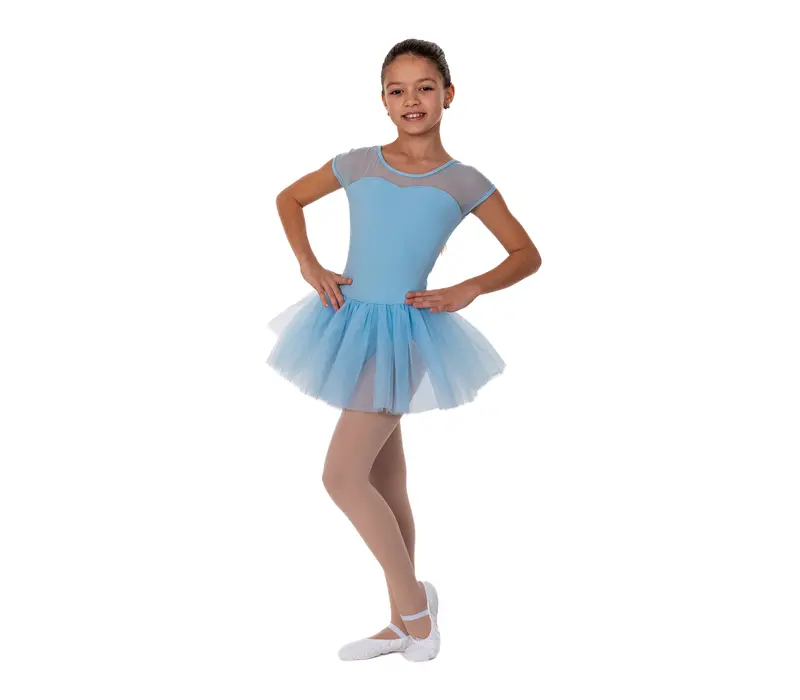 Capezio Keyhole Back Tutu Dress, dětský dres s tutu sukýnkou - Modrá světle Capezio