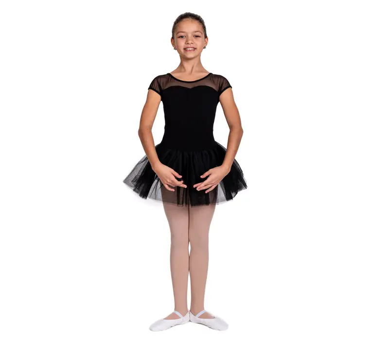 Capezio Keyhole Back Tutu Dress, dětský dres s tutu sukýnkou - Černá