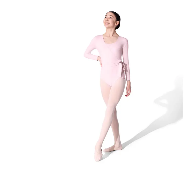 Capezio Essentials Wrap Top, dívčí top na zavazování - Růžová - pink