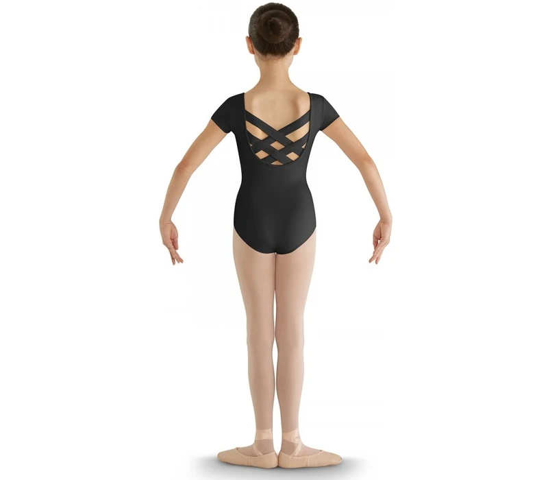 Bloch strap back cap sleeve Leotard, dětský baletní dres - Černá