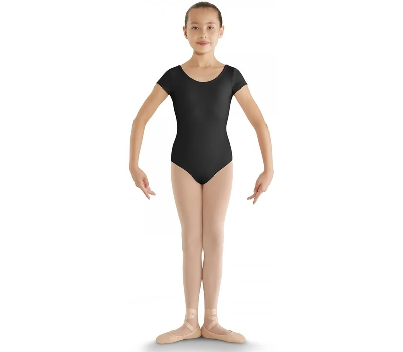 Bloch strap back cap sleeve Leotard, dětský baletní dres - Černá