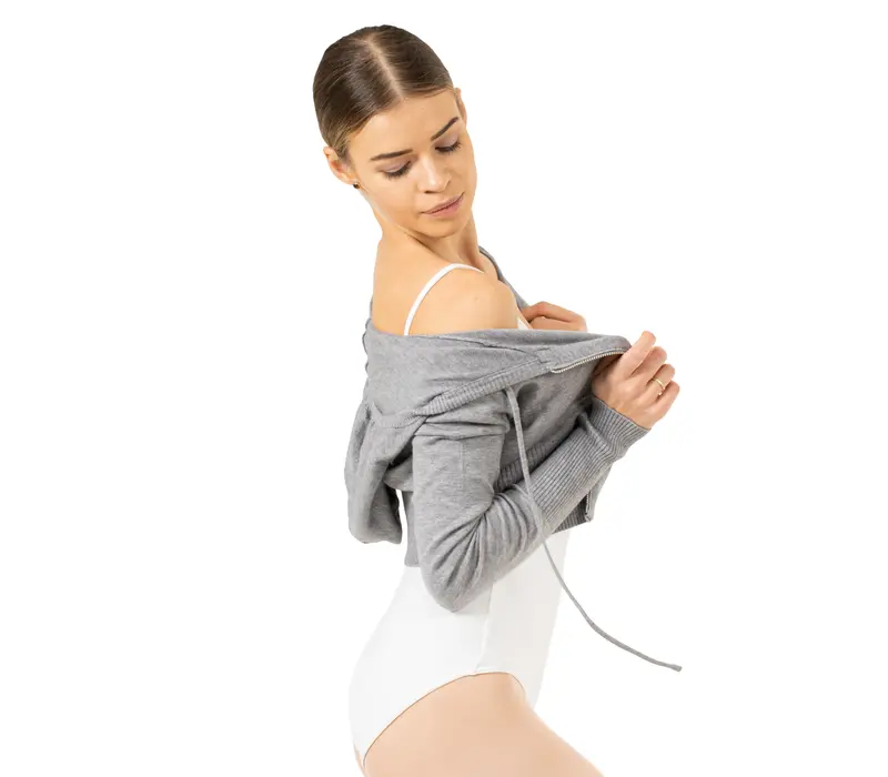 Bloch Cropped Knit Full Zip Hoodie, dámská mikina s kapucí - Sivá Bloch Bloch Cropped Knit Full Zip Hoodie, dámská mikina s kapucí - Sivá Bloch