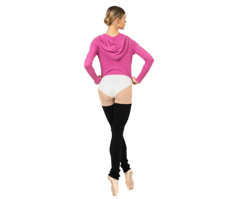 Bloch Cropped Knit Full Zip Hoodie, dámská mikina s kapucí Bloch Cropped Knit Full Zip Hoodie, dámská mikina s kapucí - Růžová - Deep pink Bloch