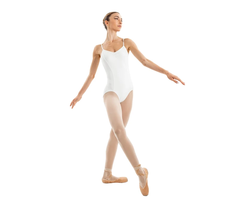 Capezio Essential Camisole leotard, dámský dres na tenká ramínka - Bílá