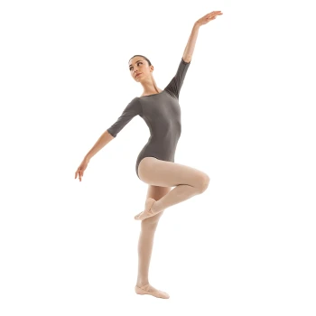 Capezio Essential boatneck, dres pro dámy s 3/4 rukávem - Šedivá - grey