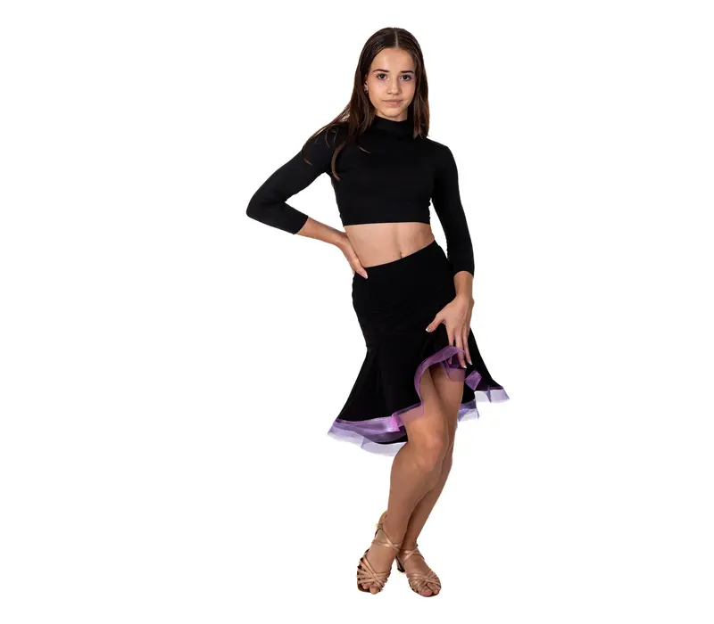 FSD dětská sukně na latino basic - Černo/levandulová