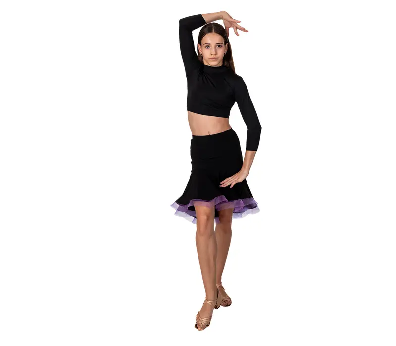 FSD dětská sukně na latino basic - Černo/levandulová