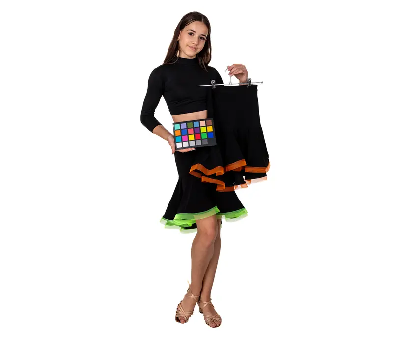 FSD dětská sukně na latino basic - Černo/oranžová