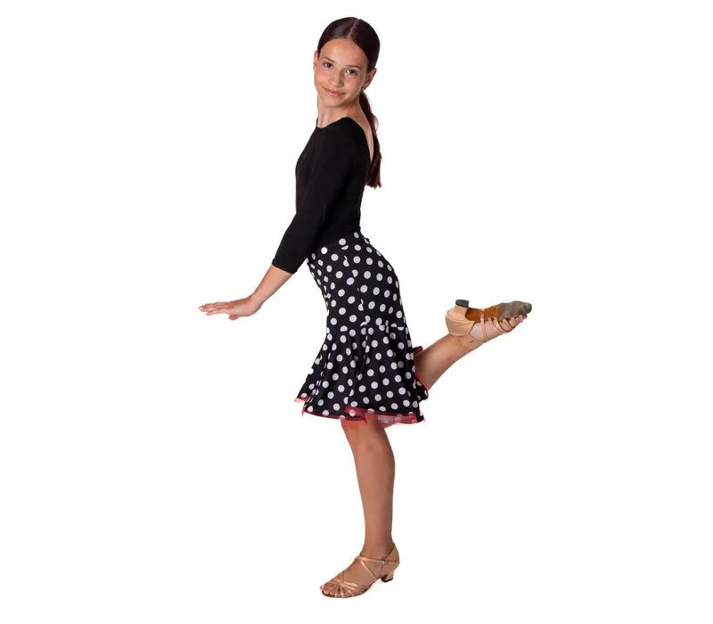 Dětská tečkovaná sukně na latino basic - Tečky červená