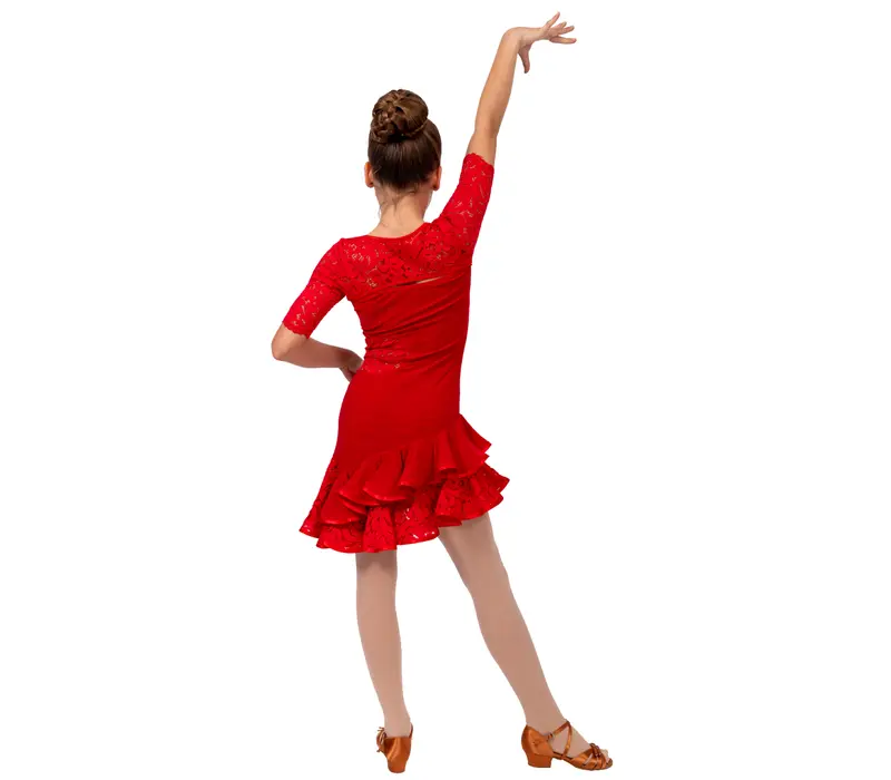 Dětské šaty na latino Basic - Červená - red