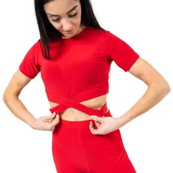 FSD Beny, dámský top s krátkým rukávem a s vázáním - Červená - red