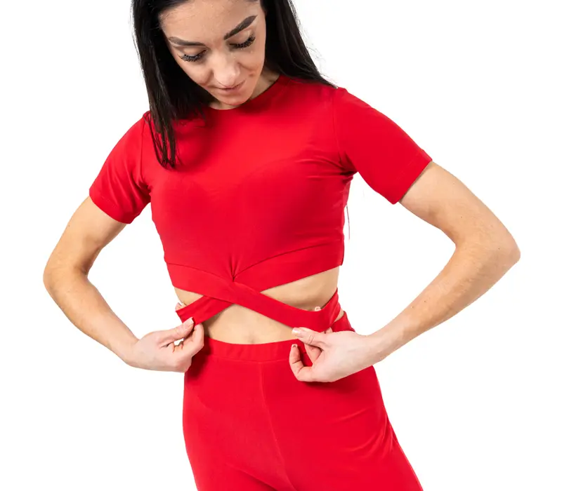 FSD Beny, dámský top s krátkým rukávem a s vázáním - Červená - red FSD Beny, dámský top s krátkým rukávem a s vázáním - Červená - red