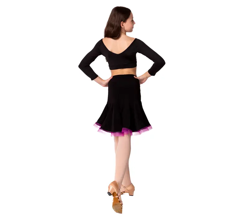 FSD dětská sukně na latino basic - Černo/karmínová