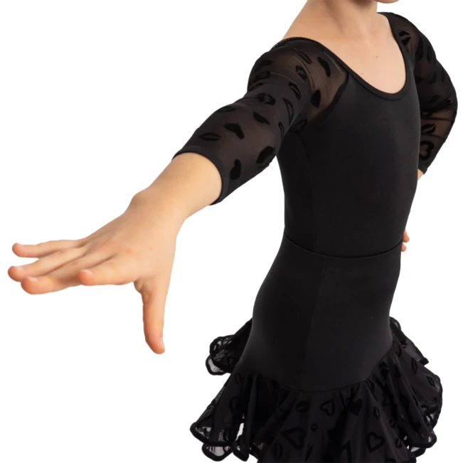 Grand Prix Danna flocked mesh, body pro dívky se síťovanými rukávy Grand Prix Danna flocked mesh, body pro dívky se síťovanými rukávy