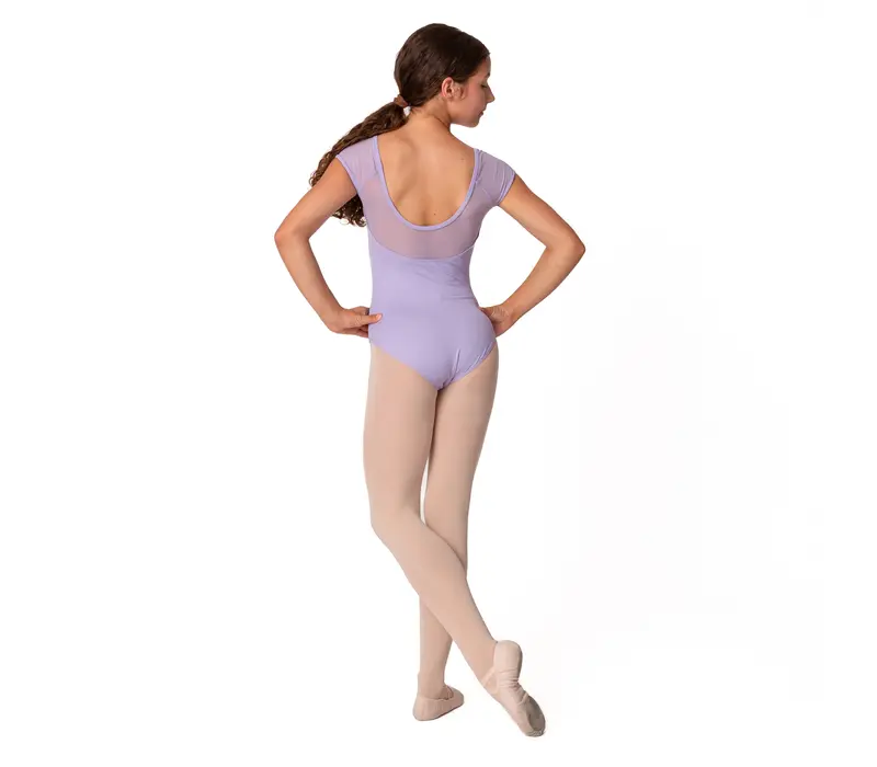 Mirella Soft mesh cap sleeve Leotard, dětský dres - Šeříková lilac Bloch