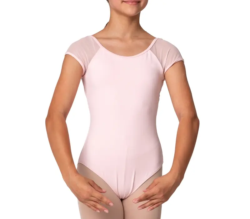 Mirella Soft mesh cap sleeve Leotard, dětský dres - Růžová Bloch