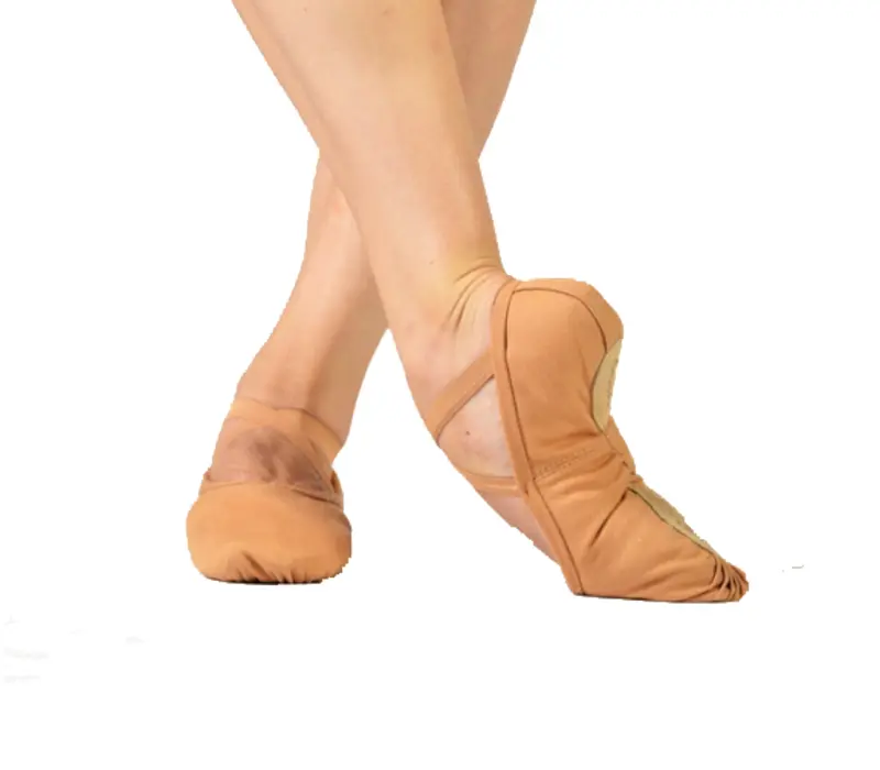 Sansha Pro, plátěné baletní cvičky  - Tělová flee-light tan Sansha